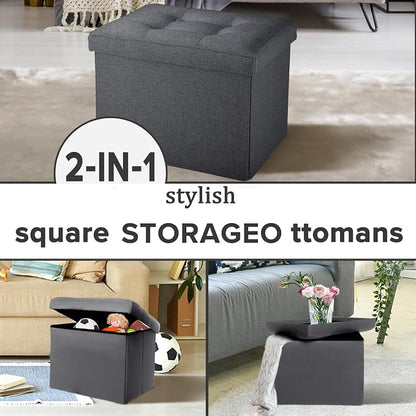 LINMAGCO Small Storage Ottoman Stool Foot Rest Stool Under Desk Stool Short - Image 7