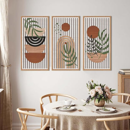 IARTTOP Large Boho Wood Wall Art Framed 16x32 Inch Mid century Modern Wooden - Image 3