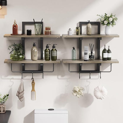 Creso hom Floating Shelves, Hanging Bathroom Shelves 2-Tier, Wall Mounted - Image 3