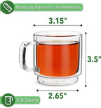 BTaT- Stackable Double Wall Glass Cups, Set of 4 (8 oz, 240 ml), Tea and Coffee Mugs, Cappuccino, Latte Cups, Clear