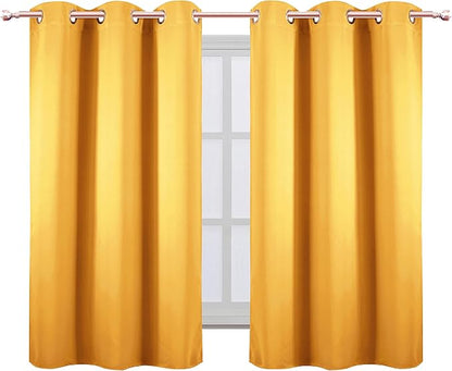 Yellow Blackout Curtains 34 x 54 Inch Length/Set of 2 Curtain Panels/Thermal - Image 2