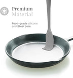 Silicone Utensils 3-Piece Set – Rubber Spatula, Slotted Turner, and Rice Paddle – Complete Heat-Resistant Set for Non-Stick Cookware – Kitchen Tools and Accessories for Cooking & Baking – Grey