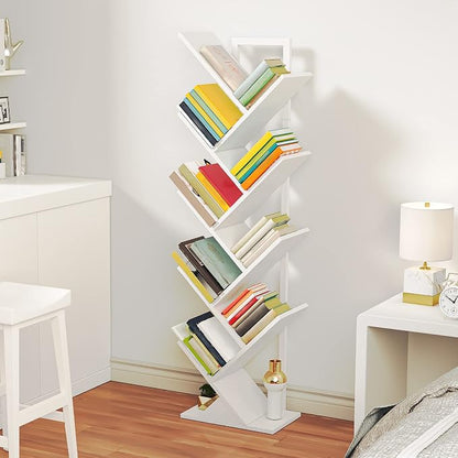 HOOBRO Tree Bookshelf, 9-Tier Bookcase Wooden Shelves, Floor Standing Storage - Image 8