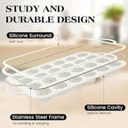 1 Pc Silicone Mini Muffin Pan With Metal Frame, 24 Cups Nonstick Cupcake Tray for Baking, Small Muffin Molds with Handles (Cream)