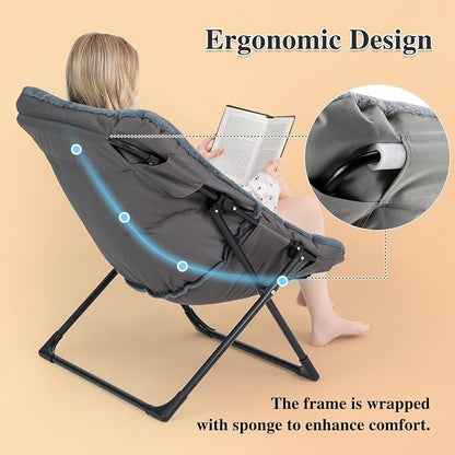 Comfy Saucer Chair for Adults, Soft Faux Fur Bedroom Chair - Image 7
