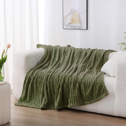 Olive Green Fleece Throw Blanket 60”×80” - Image 2
