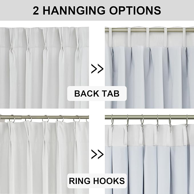 Vision Home White Pinch Pleated Full Blackout Curtains Thermal Insulated Window - Image 5