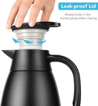Tiken 85 Oz Thermal Coffee Carafe, Stainless Steel Insulated Vacuum Coffee Carafes For Keeping Hot, 2.5 Liter Beverage Dispenser (Black)