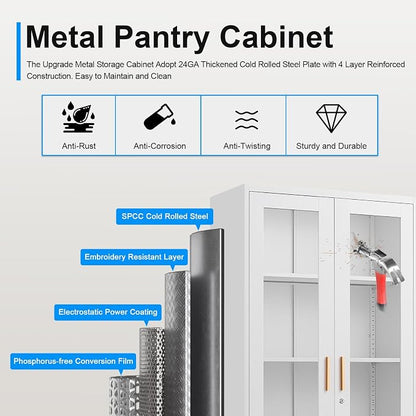 Polup Display Cabinet with Glass Doors, Metal Glass Display Case - Image 4