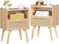 Lerliuo Rattan Nightstands Set of 2, Boho Side Table by Lerliuo