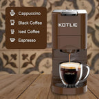 KOTLIE 513K Single Serve Capsule Coffee Machine fits for K-Cup capsule/Nes*p Original/Ground Coffee/44mm ESE,0.8L,Compact Size(Coffee)