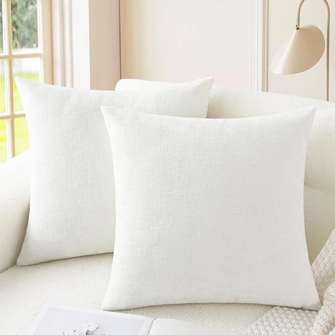 CaliTime Decorative Couch Throw Pillow Covers 18 X 18 Inches True White | Pack by CaliTime