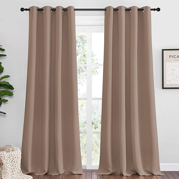 NICETOWN Bedroom Blackout Curtains and Drapes, 55 by 108 Inch, Cappuccino by NICETOWN