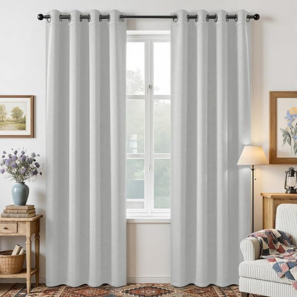 Joydeco White Curtains 120 Inches Long 2 Panels Set, Thermal Insulated Long by JOYDECO