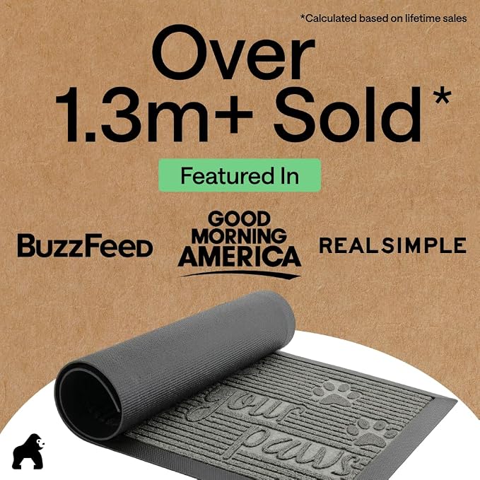 GORILLA GRIP 100% Waterproof All-Season WeatherMAX Doormat 35x23, US Designed - Image 4