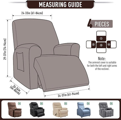 TAOCOCO Recliner Cover 4-Pieces, Recliner Stretch Sofa Slipcover, Recliner - Image 5