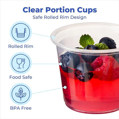 Fit Meal Prep 2500 Pack 1 oz BPA Free Condiment Cups No Lids, Disposable Jello Shots Containers, Small Dipping Sauce Cups, Plastic Ramekins in Bulk, Stackable Souffle Cups for Sample, Portioning