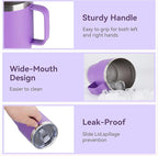 HASLE OUTFITTERS 20oz Tumbler Bulk with Lid, Stainless Steel Tumbler Bulk with Handle, Metal Insulated Travel Coffee Mug Set with Handle, Double Wall Vacuum Leak Proof Tumbler Cup, Purple 6 Pack