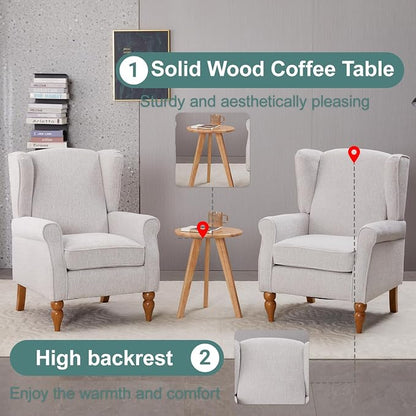 Upholster Accent Armchair & Side Table 2-Piece Set, Chenille Vintage Style - Image 4