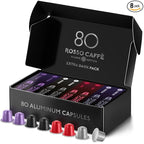 ROSSO CAFFÈ Espresso Coffee Pods for Nespresso Original Machines - 80 Capsules Dark Roast Intense Pack, 4 Strong and Robust Flavors - Made in Italy