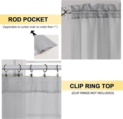 Light Grey Sheer Curtains 63 Inches Long 2 Panels - Image 2