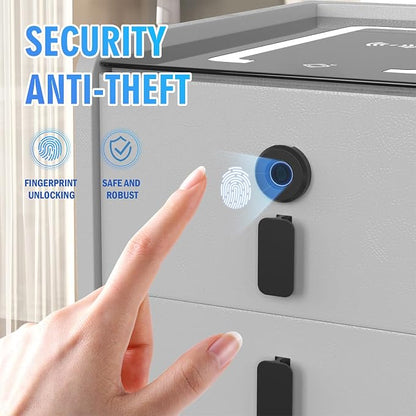 Smart Nightstand with 2 Drawers, with Fingerprint Lock Drawer, Nightstand with - Image 3