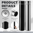 Vesici Slim Water Bottle 8.8 oz Small Stainless Steel Purse Compact Insulated Water Bottles Camping Travel Backpack Pocket Flask for Car Cold Coffee Tea(Silver, Black,2 Pack)
