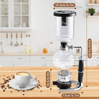 Amarine 5-Cup Tabletop Siphon Coffee Maker, 16 Ounce, Clear with Alcohol Burner (TCA-5)