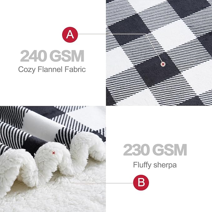 PU MEI Sherpa Fleece Throw Blanket 60" x 80" Reversible Plush Fluffy Large Big - Image 4