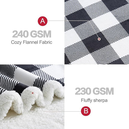 PU MEI Sherpa Fleece Throw Blanket 60" x 80" Reversible Plush Fluffy Large Big - Image 4