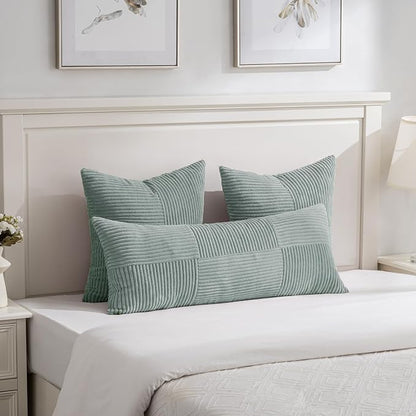 Fancy Homi 2 Packs Grey Blue Euro Decorative Throw Pillow Covers 28x28 Inch - Image 5