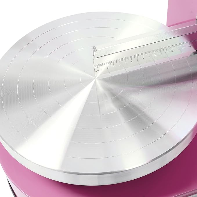 Cake Decorating Machine, Automatic Cake Cream Spreading Machine 200W for 4-12" Cakes, Cake Frosting Machine, 60-320rpm Rotating Speed, Turntable with Adjustable Scraper, LCD Display (Pink)