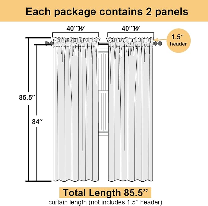 Taupe Sheer Curtains 84 Inches Long 2 Panels, Light Filtering Solid Voile Sheer - Image 4
