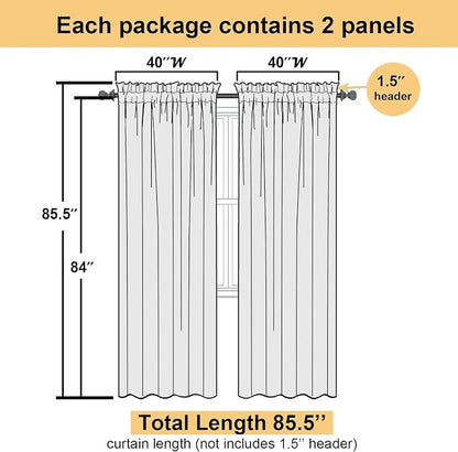 White Sheer Curtains 84 Inches Long 2 Panels, Airy Solid Voile Window Curtain - Image 5