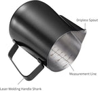 2 Pack Matte Black Milk Frothing Pitcher, 12oz/350ml & 20oz/600ml Espresso Steaming Pitcher, Stainless Steel Milk Frother Steamer Cup, Perfect for Espresso Coffee Cappuccino Latte Art