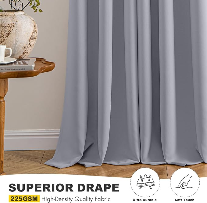 MIULEE Blackout Curtains for Bedroom 2 Panels 40 x 72 Inch Long Silver Grey | - Image 5