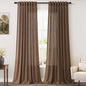 Caramel Brown Linen Curtains for Living Room 92 Inches Long Back Tab Light by Nanspring