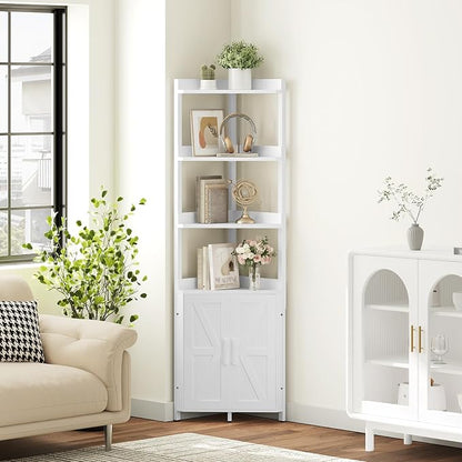HOOBRO Corner Shelf with Storage, Tall Corner Cabinet, 5-Tier Bookshelf Stand - Image 5