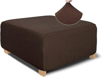NeColorLife Rectangle Ottoman Cover Jacquard Fabric Ottoman Slipcover Thick by NeColorLife