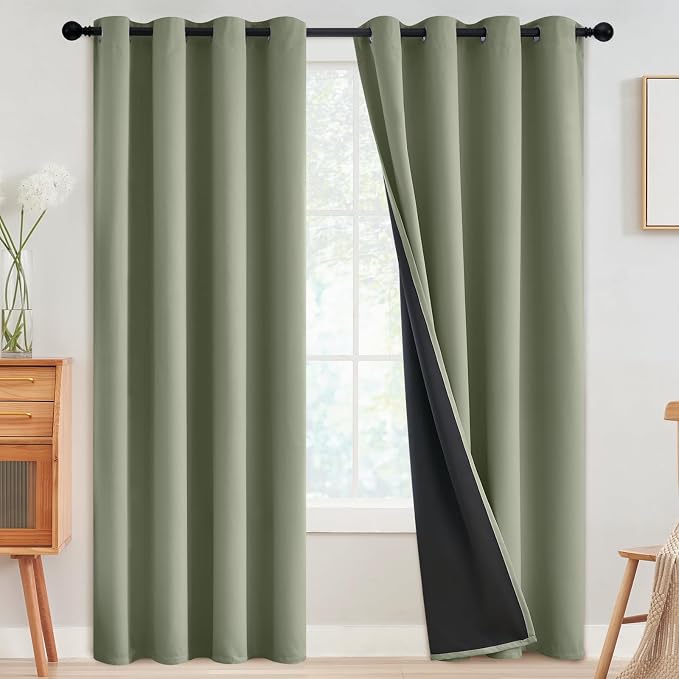 SimpleHome Light Sage 100% Blackout Curtains Room Darkening Living Room 84 | by SimpleHome