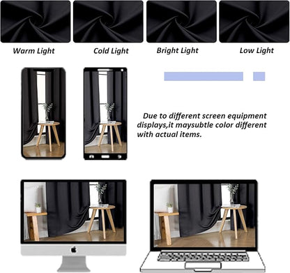 Simplebrand Ava Black Short 24 Inches Blackout Curtain 2 Panels Set, Half - Image 8