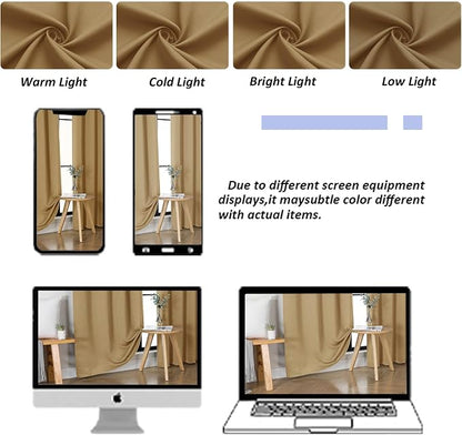 Simplebrand Ava Gold Short 36 Inches Blackout Curtain 2 Panels Set, Half Window - Image 9