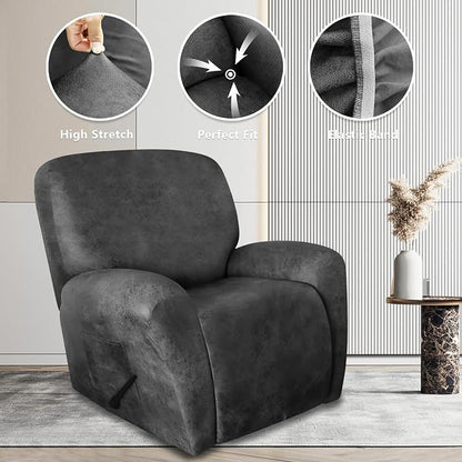 ANARACHON Leather Like Recliner Chair Covers Heavy Duty, 4 Pieces Recliner Cover - Image 5