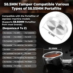 IKAPE 58.5mm Espresso Tamper, Premium Barista Coffee Tamper with Calibrated Spring Loaded, 100% Stainless Steel Base Tamper (White)