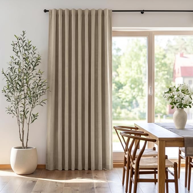 INOVADAY Extra Wide 100% Blackout Linen Curtains 102x108 Earthy Beige | Linen - Image 6