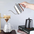 Easyworkz Gage Gooseneck Pour Over Coffee Kettle 20 oz with Thermometer Stainless Steel Hand Drip Coffee Pot With Long Narrow Spout, Silver
