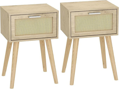 LAATOOREE Nightstand Set of 2, Small Bedside Table, Boho Side End Table by LAATOOREE