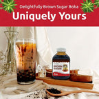 Fanale Brown Sugar Boba Tea Kit with Boba Pearls, US Boba Co Tapioca Pearl Made in USA 1 Pound, Brown sugar boba milk tea, Hand Crafted Brown Sugar Syrup 12 oz for Bubble Milk Tea Coffee Desserts