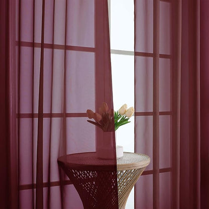 Wine Sheer Curtains 120 Inches Long 2 Panels Set, 59 Inch Extra Wide Soft Airy - Image 3