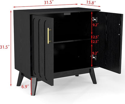 LKTART Black Sideboard Buffet, Small Storage Cabinet - Image 3